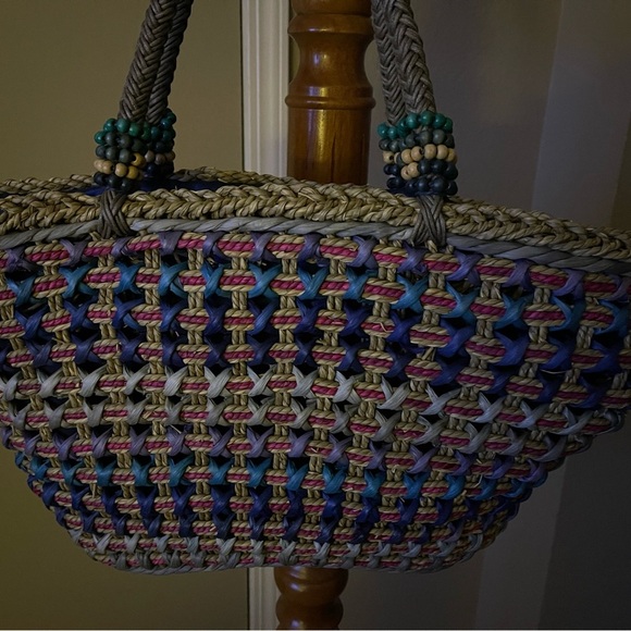 Colorful Woven Tote Bag Fully lined Quality - Picture 2 of 4